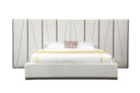 Nixa - Modern Beige Velvet + Brushed Bronze Bed