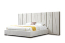 Nixa - Modern Beige Velvet + Brushed Bronze Bed