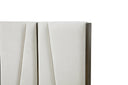 Nixa - Modern Beige Velvet + Brushed Bronze Bed + Birch Nightstands