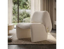 Fleury - Contemporary Cream Fabric and Walnut Lounge Chair