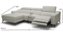Rampart - Modern L-Shape LAF White Leather Sectional Sofa with 1 Recliner