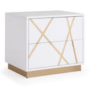 Nixa - Modern White + Gold Bed + Nightstands