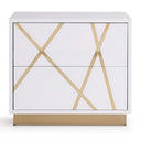 Nixa Modern Wide White and Gold Nightstand