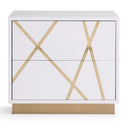 Nixa Modern Wide White and Gold Nightstand