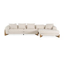 Fleury - Contemporary Cream Fabric and Walnut Lounge Chair