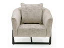 Forbis - Contemporary Light Grey Fabric + Brown Accent Chair
