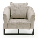 Forbis - Contemporary Light Grey Fabric + Brown Accent Chair