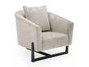 Forbis - Contemporary Light Grey Fabric + Brown Accent Chair