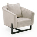 Forbis - Contemporary Light Grey Fabric + Brown Accent Chair