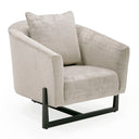Forbis - Contemporary Light Grey Fabric + Brown Accent Chair
