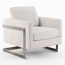 Prince - Contemporary Off White Fabric + Silver Accent Chair
