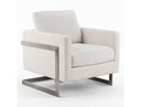 Prince - Contemporary Off White Fabric + Silver Accent Chair