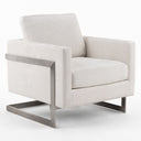Prince - Contemporary Off White Fabric + Silver Accent Chair