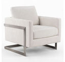 Prince - Contemporary Cream Fabric + Gold Accent Chair