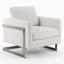 Prince - Contemporary Off White Fabric + Silver Accent Chair