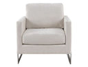 Prince - Contemporary Off White Fabric + Silver Accent Chair