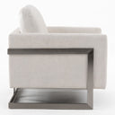 Prince - Contemporary Off White Fabric + Silver Accent Chair