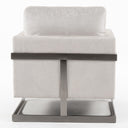 Prince - Contemporary Off White Fabric + Silver Accent Chair