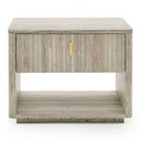 Roma - Modern Faux Travertine + Gold Nightstand