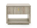 Roma - Modern Faux Travertine + Gold Nightstand