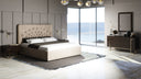 Moontide - Glam Beige Velvet and Brushed Brass 4-Piece Bedroom Set