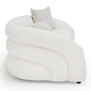 Joshua Modern 4-Seater Curved White and Taupe Fabric Sofa