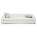 Joshua Modern 4-Seater Curved White and Taupe Fabric Sofa