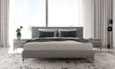 Aria - Italian Modern Multi Grey Bed and Two Nightstands