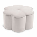 Daisy Velvet Upholstered Ottoman - Cream