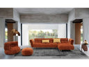 Jacinda - Modern Burnt Orange Fabric Right Facing Sectional Sofa + 2 Yellow Pillows