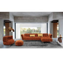Jacinda - Modern Burnt Orange Fabric Left Facing Sectional Sofa + 2 Yellow Pillows