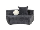 Simpson - Contemporary Dark Grey Fabric Curved Modular Armless Seat with Throw Pillows