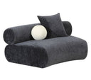 Simpson - Contemporary Dark Grey Fabric Curved Modular Armless Seat with Throw Pillows