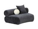 Simpson - Contemporary Dark Grey Fabric Curved Modular Armless Seat with Throw Pillows