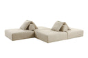 Mondo - Modern Modular Beige Fabric Armless Seat