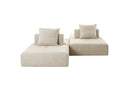 Mondo - Modern Modular Beige Fabric Armless Seat