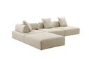 Mondo - Modern Modular Beige Fabric Armless Seat