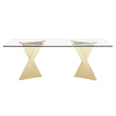 Buquet - Glam Glass + Champagne Gold Rectangular Dining Table