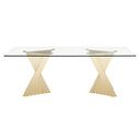 Buquet - Glam Glass + Champagne Gold Rectangular Dining Table