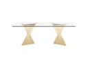 Buquet - Glam Glass + Champagne Gold Rectangular Dining Table