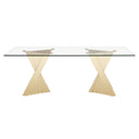 Buquet - Glam Glass + Champagne Gold Rectangular Dining Table