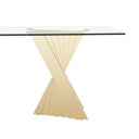 Buquet - Glam Glass + Champagne Gold Rectangular Dining Table