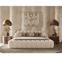 Yolonda - Modern Curved Off-White Fabric Loveseat