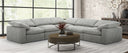 Corinth - Modern Grey Fabric Sectional Sofa with 3 Power Recliners