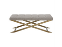 Xane - Contemporary Grey Fabric & Brushed Brass Bench