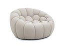 Yolonda - Modern Curved Light Grey Fabric Sofa Set