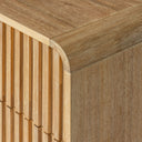 Liam + Mikala - Modern Ivory Fabric + Natural Oak 4-Piece Bedroom Set