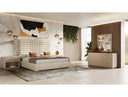 Daystar + Roma - Modern Beige Velvet + Travertine + Gold Bedroom Set