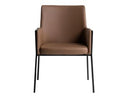 Leshay - Modern Dark Camel Vegan Leather + Black Metal Dining Chair