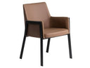 Leshay - Modern Dark Camel Vegan Leather + Black Metal Dining Chair